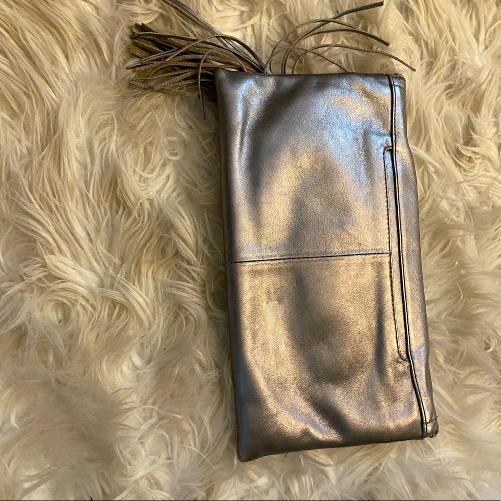 Silver clutch bag